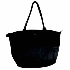 Longchamp Le Pliage Large Black Nylon Leather Tote Bag